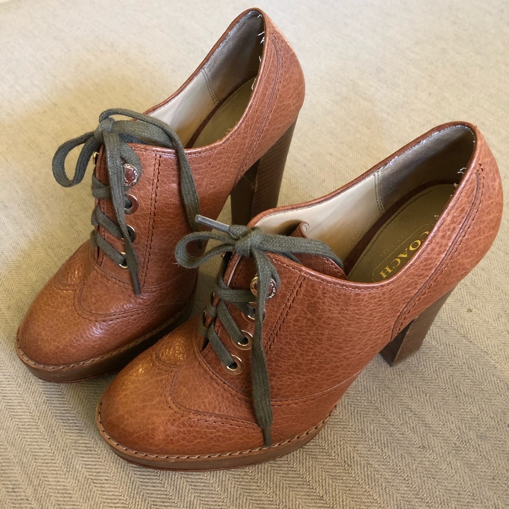 Coach Lace-Up High Heel Oxfords